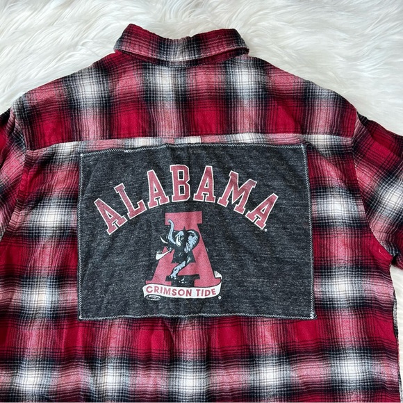 Upcycled University of Alabama Vintage Patch Plaid Button Down Shirt - Picture 7 of 7